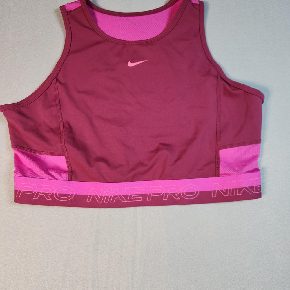 NikePro Dri FIT' burgundy and hot pink crop tank sports bra